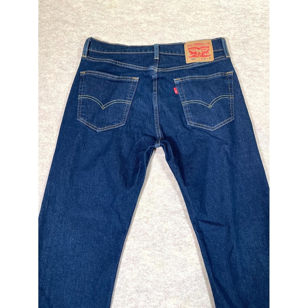 Levi's 505 Regular Jeans Mens 32x30 Blue Denim Cotton Mid Rise Straight Leg - Picture 7 of 16
